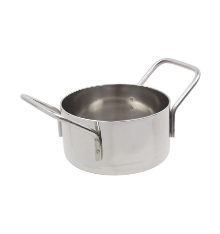 Serving Mini Cooking Pot Bowl Steel Ø8x4,5cm (6 Units)