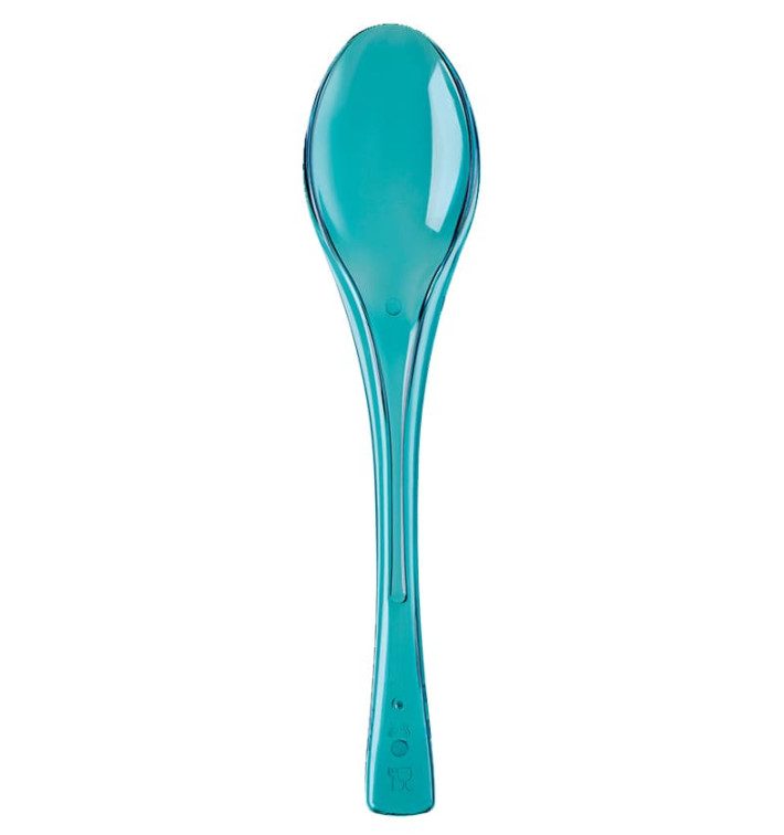 Plastic Spoon PS "Fly" Turquoise Clear 14,5cm (50 Units) 