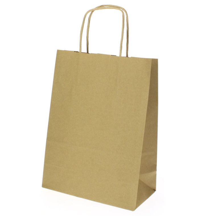 Paper Bag with Handles Kraft Hawanna 100g 18+8x24cm (50 Units) 