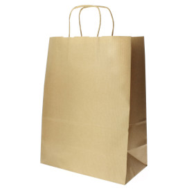 Paper Bag with Handles Kraft 100g 25+11x31cm (200 Units)