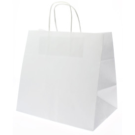 Paper Bag with Handles Kraft White 100g 27+14x26cm (200 Units)