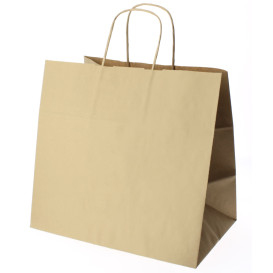 Paper Bag with Handles Kraft Brown 100g 27+14x26 cm (200 Units)