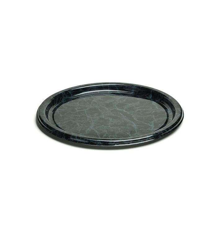 Plastic Plate Round shape Marble Vein 18 cm (25 Units) 