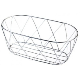 Basket Containers Steel Oval Shape Silver 25,5x12,7x10,2cm (12 Units)