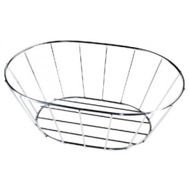 Basket Containers Steel Oval Shape Silver 21,6x14x7,6cm (1 Unit) 