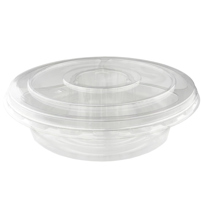 Plastic Bowl PET with Lid 4C Ø26x7cm (100 Units)  