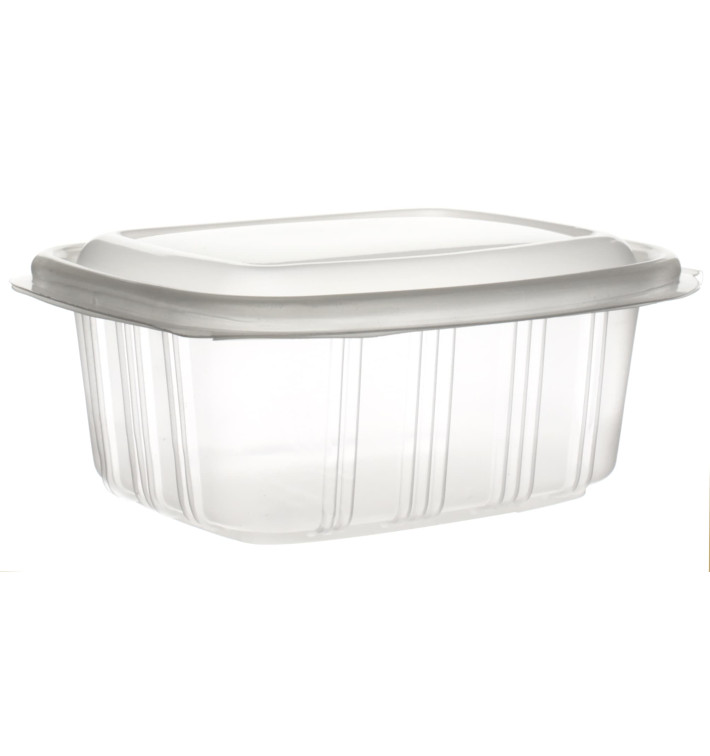 Plastic Hinged Deli Container Microwavable PP High Dome Lid 370ml (50 Units) 