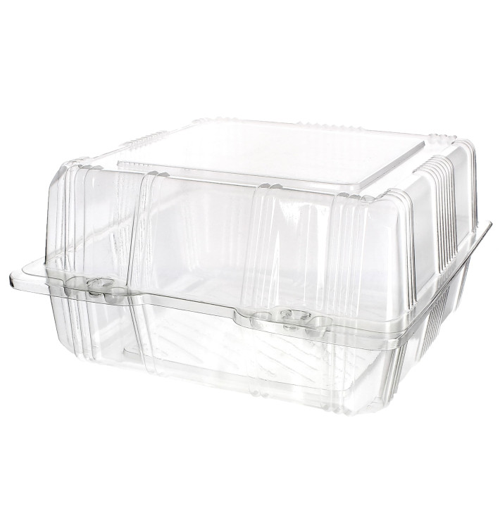 Plastic Hinged Bakery Container PET 18x18x10cm (20 Units) 