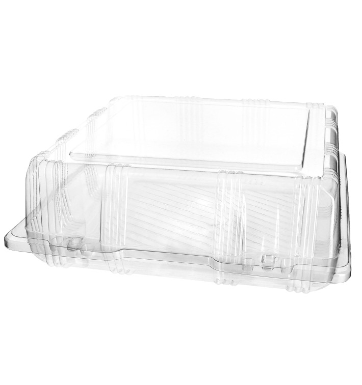 Plastic Hinged Bakery Container PET 22x22x8cm (220 Units)