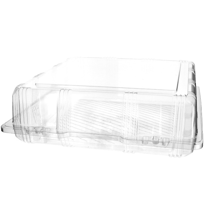 Plastic Hinged Bakery Container PET 25x25x8cm (220 Units)