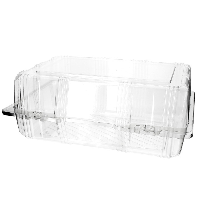 Plastic Hinged Bakery Container PET 25x17x10cm (220 Units)