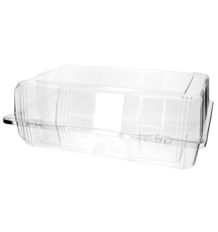 Plastic Hinged Bakery Container PET 28x18x10cm (220 Units)