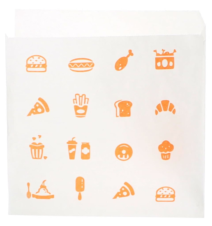 Paper Food Bag Opened L Shape "Saky Food" 15x15cm (250 Units)  