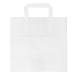 Paper Bag with Handles White Flat 70g 26+18x26cm (250 Units)