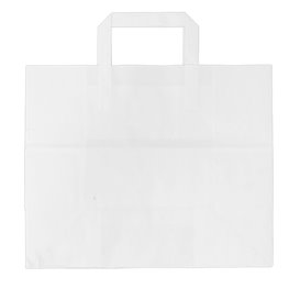 Paper Bag with Handles White Flat 70g 32+20x23cm (250 Units)