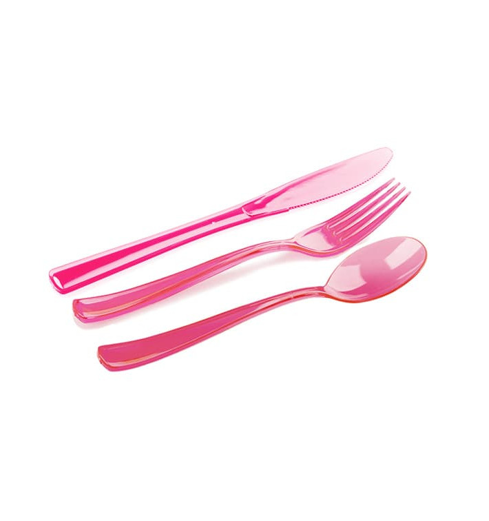 Plastic Cutlery Kit Fork, Knife, Spoon Raspberry  (1 Unit)