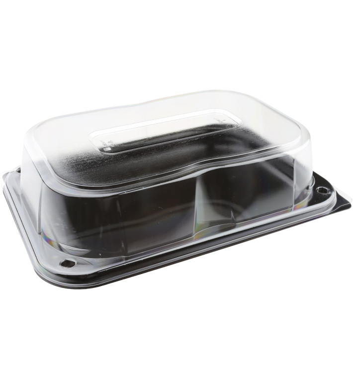 Plastic Tray with Lid Black 24x17cm (5 Units) 