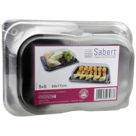 Plastic Tray with Lid Black 24x17cm (5 Units) 