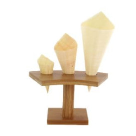 Bamboo Serving Cone Holder 3 slots (10 Units)