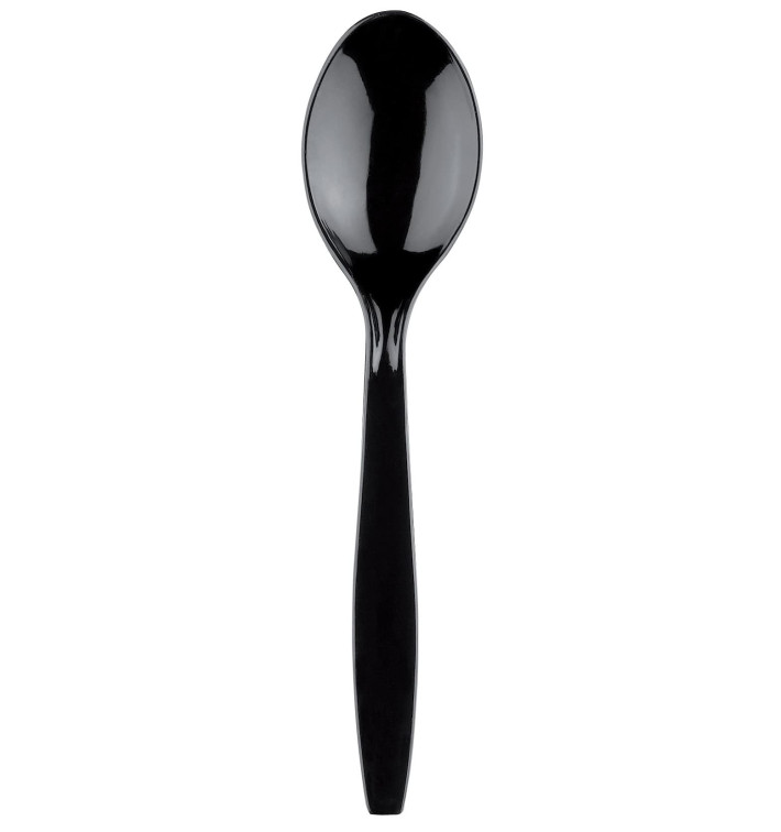 Plastic Spoon Premium PS Black 19cm (50 Units) 