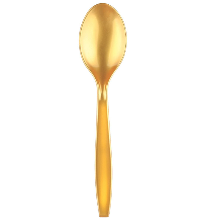 Plastic Spoon PS Premium Gold 19cm (50 Units) 