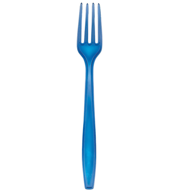 Plastic Fork PS Premium Blue 19cm (50 Units) 