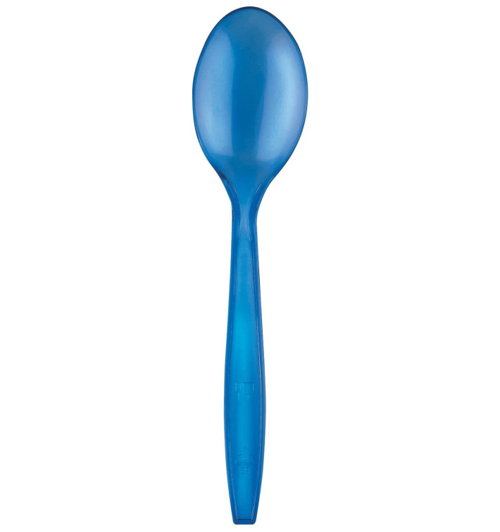 Plastic Spoon PS Premium Blue 19cm (50 Units) 