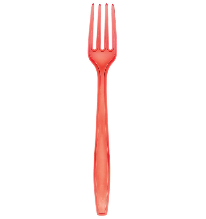 Plastic Fork PS Premium Red 19cm (50 Units) 