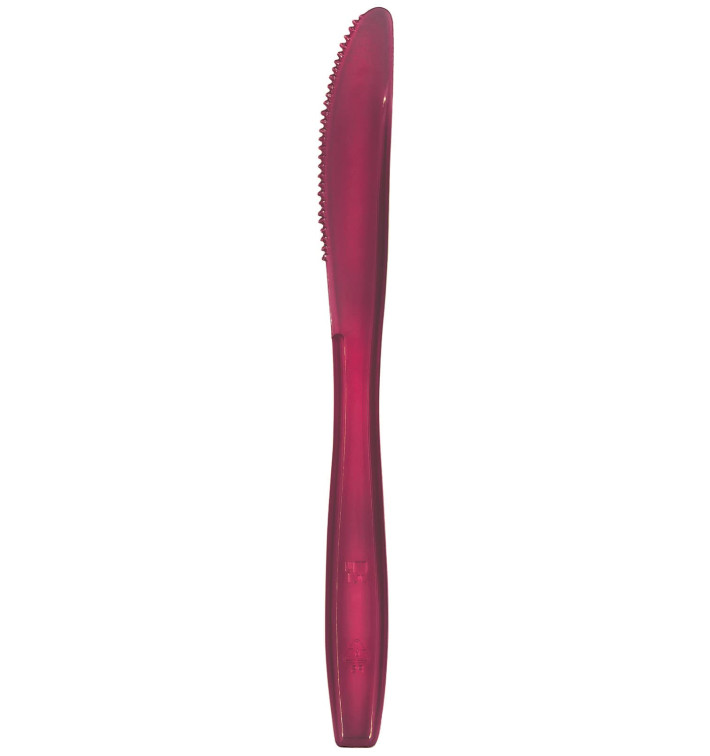 Plastic Knife PS Premium Burgundy 19cm (50 Units) 