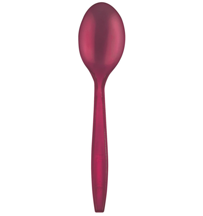 Plastic Spoon PS Premium Burgundy 19cm (50 Units) 