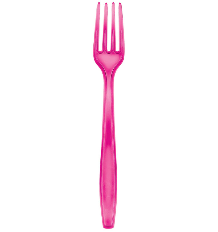 Plastic Fork PS Premium Fuchsia 19cm (50 Units) 