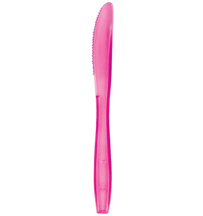 Plastic Knife PS Premium Fuchsia 19cm (50 Units) 