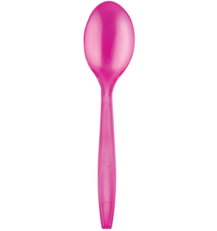 Plastic Spoon PS Premium Fuchsia 19cm (50 Units) 