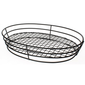 Basket Containers Steel Oval Shape Black 28x20,5x5,7cm (24 Units)