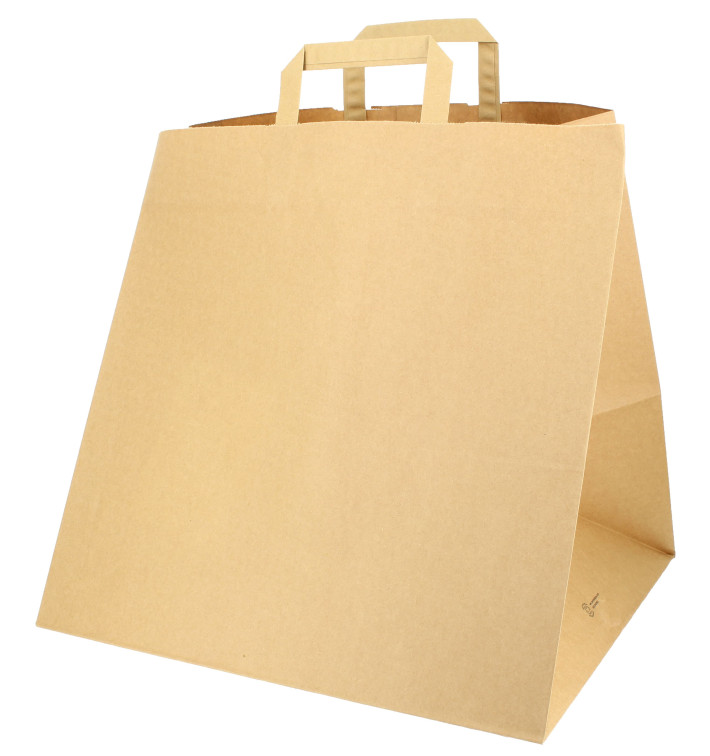 Paper Bag with Handles for Pizza Boxes 80g 37+33x32cm (125 Units)