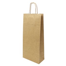 Paper Bottle Bag with Handles Kraft 18+8x39cm (50 Units) 