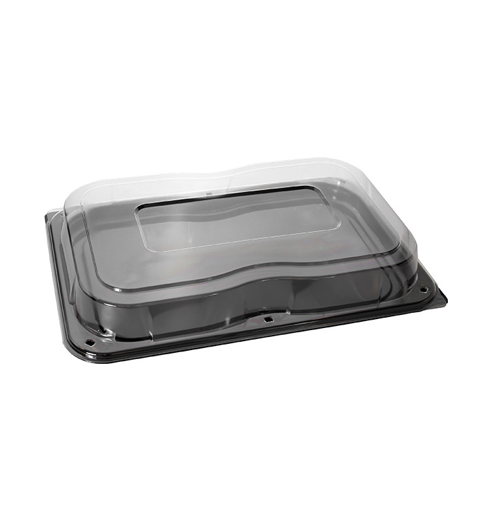 Plastic Tray with Lid Black 35x24cm (15 Uds)