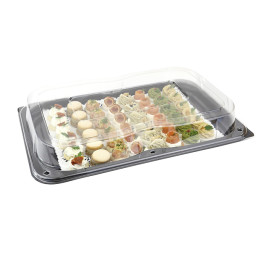 Plastic Platter with Lid Black 46x30cm (15 Uds)