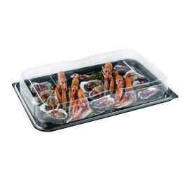 Plastic Tray with Lid Black 55x37cm (15 Uds)