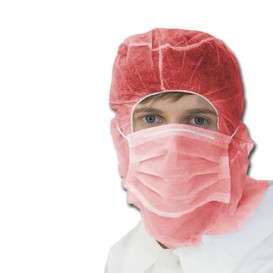 Disposable Surgeon Hood with Mask 3 Layers Red (100 Units)