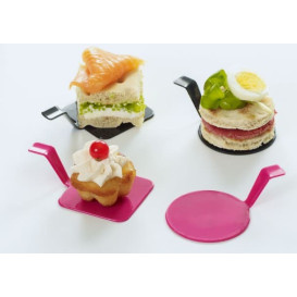 Tasting Plastic Plate PS "Gourmand" Raspberry 4x4cm (600 Units)