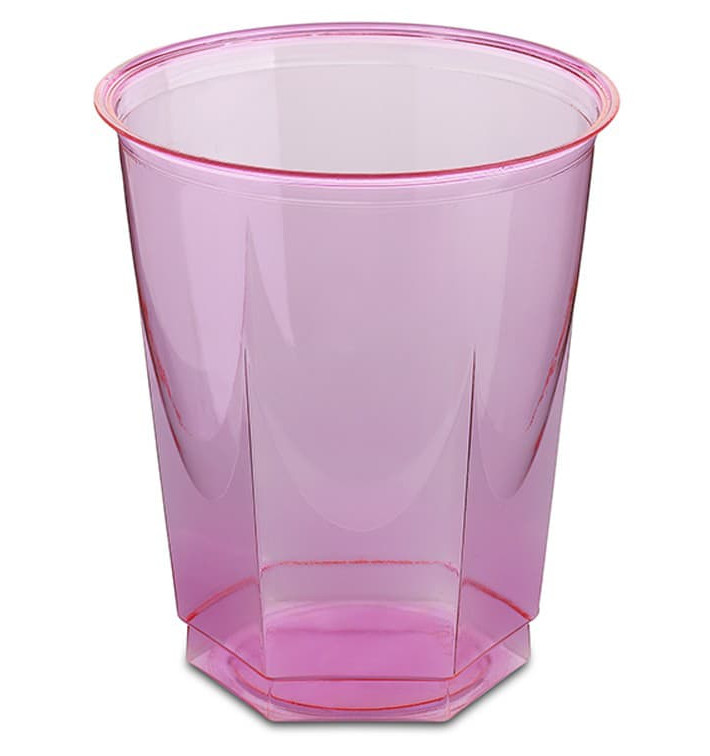 Plastic Cup PS Crystal Hexagonal shape Fuchsia 250ml (250 Units)