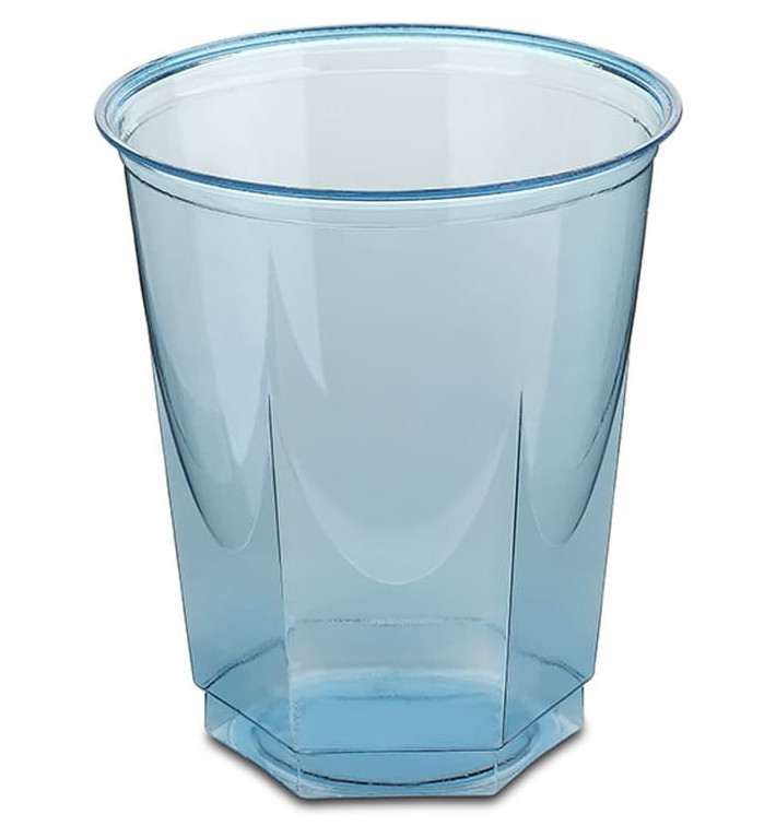 Plastic Cup PS Crystal Hexagonal shape Turquoise 250ml (10 Units) 