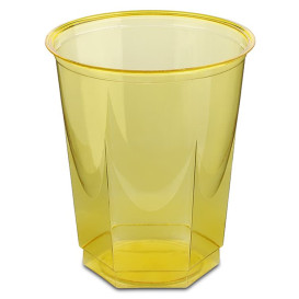 Plastic Cup PS Crystal Hexagonal shape Yellow 250ml (10 Units) 