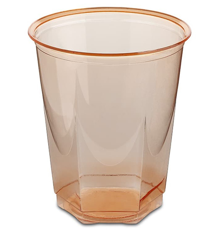 Plastic Cup PS Crystal Hexagonal shape Orange 250ml (10 Units) 