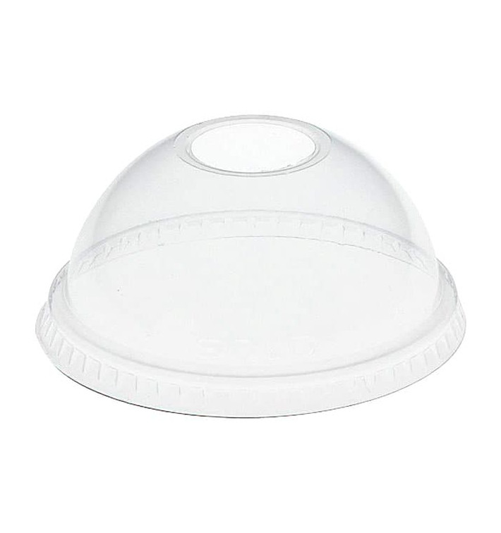 Plastic Dome Lid with Hole PET Crystal Ø8,3cm (100 Units)