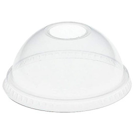 Plastic Dome Lid with Hole PET Crystal Ø9,8cm (100 Units)