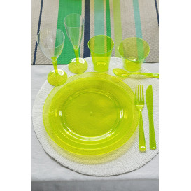 Plastic Plate Round shape Extra Rigid Green 19cm (10 Units) 