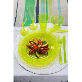 Plastic Plate Round shape Extra Rigid Green 19cm (10 Units) 