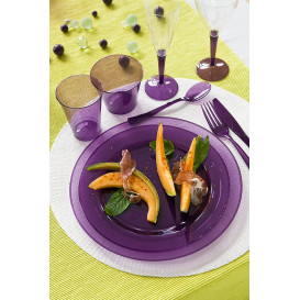 Plastic Plate Round shape Extra Rigid Eggplant 19cm (120 Units)